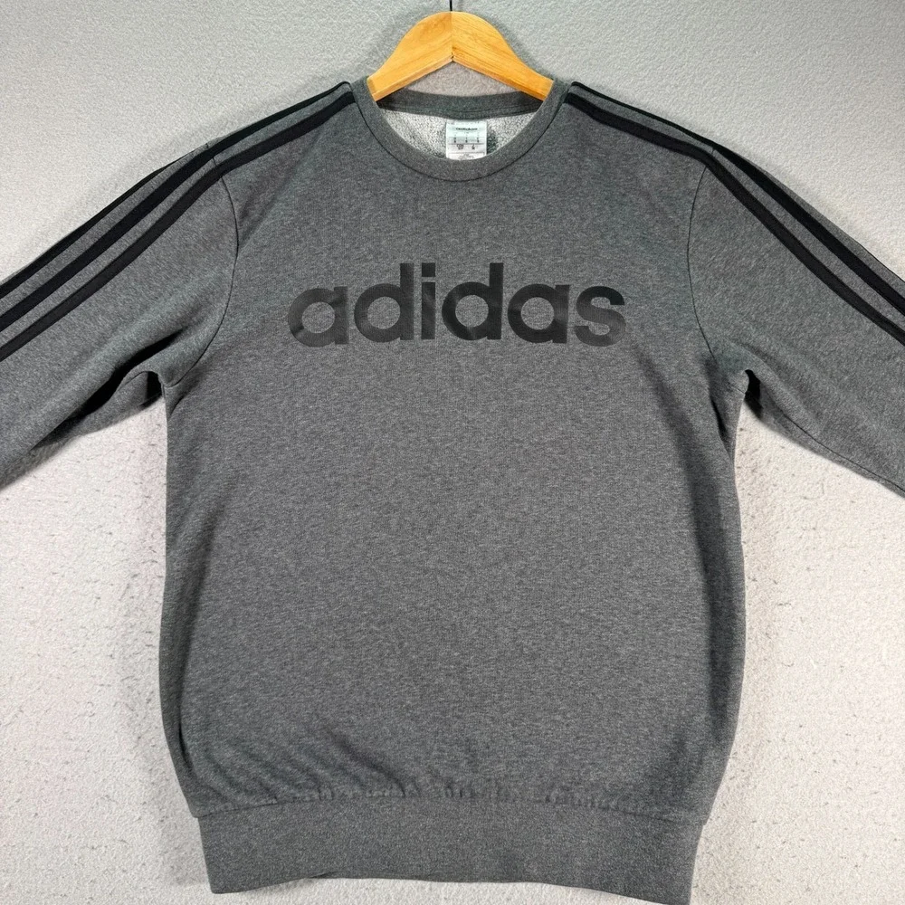 Adidas Crewneck Sweatshirt Mens Small Gray Fleece Logo Sportswear‎ Athleisure